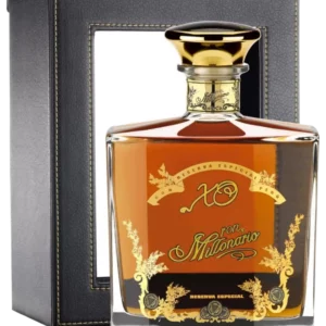 Vue face de la boîte et de la bouteille du rhum Millonario XO Magnum, grand spiritueux premium proposé par A La Civette.