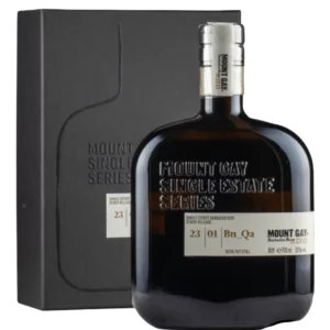 A La Civette vins et spiritueux rhum Mount Gay Single Estate Series batch 1 boîte face bouteille face