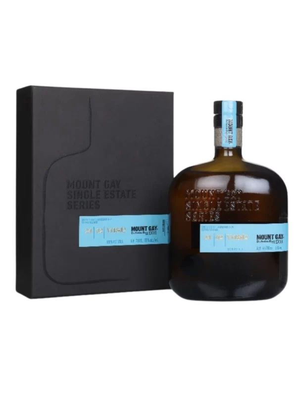 A La Civette vins et spiritueux rhum Mount Gay Single Estate Series batch 2 boîte face bouteille face