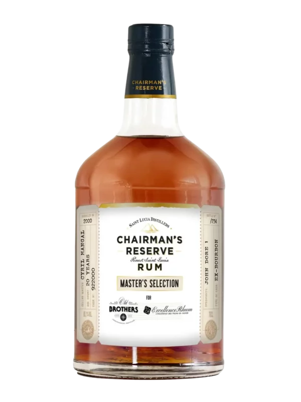 Vue face de la bouteille de rhum Old Brothers Chairman's Reserve Master's Selection, spiritueux premium proposé par A La Civette.
