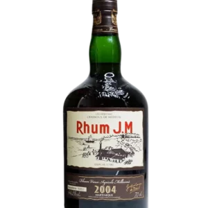 A La Civette Vins et spiritueux, Rhum Rhum J.M Millésime 2004 10 Ans, bouteille face, spiritueux de prestige.