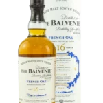 A La Civette Vins et spiritueux, whisky The Balvenie French Oak 16 ans, boîte face et bouteille face, spiritueux de prestige.