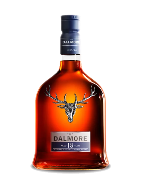Vue face de la bouteille du whisky The Dalmore 18 ans, spiritueux premium disponible chez A La Civette.