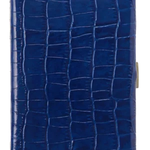 Étui à cigarettes Tsubota Pearl en cuir grainé bleu vu de face, accessoire à cigarettes premium A La Civette