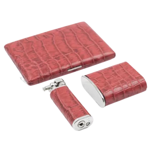 Accessoires à cigarettes A La Civette, étuis à cigarettes Tsubota Pearl en cuir grainé rouge, collection complète premium