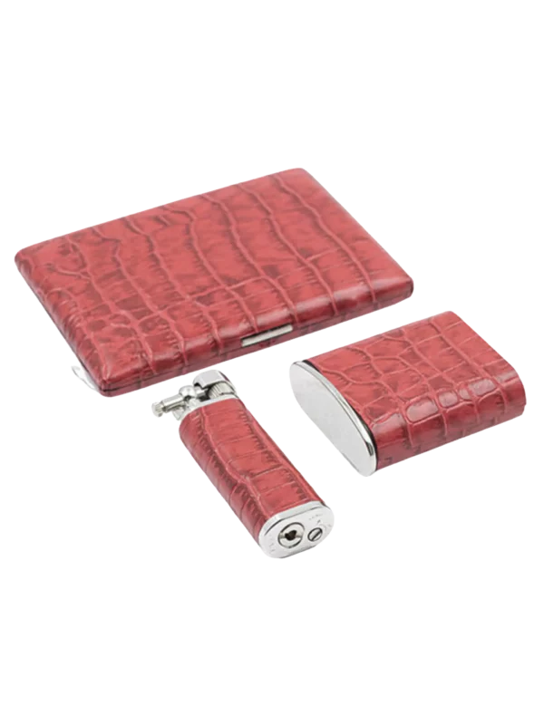 Accessoires à cigarettes A La Civette, étuis à cigarettes Tsubota Pearl en cuir grainé rouge, collection complète premium