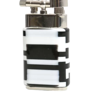 A La Civette Accessoires à pipes Briquets à pipe Savinelli Fantasy Pulcinella face, briquet à pipe noir et blanc au motif géométrique contemporain.