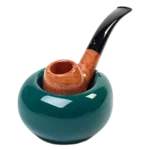 A La Civette Accessoires à pipes Porte-pipe Chacom CC605 céramique vert brillant avec pipe, support en céramique pour pipe de collection.