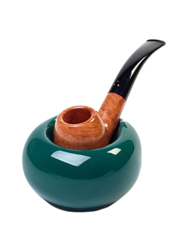 A La Civette Accessoires à pipes Porte-pipe Chacom CC605 céramique vert brillant avec pipe, support en céramique pour pipe de collection.