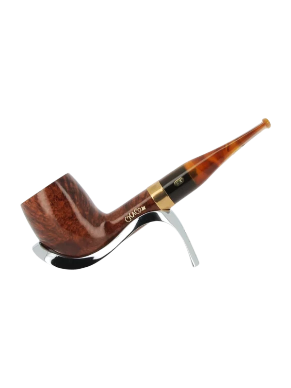A La Civette Pipes Chacom Churchill Unie 186 forme droite finition lisse sans filtre support profil, pipe en bruyère haut de gamme fabriquée en France.