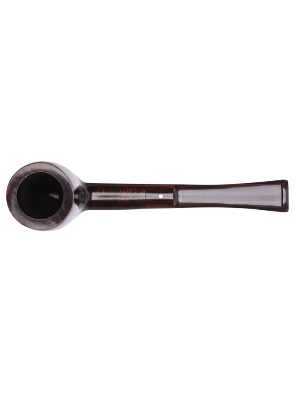 A La Civette Pipes Dunhill Chestnut 4212 forme droite finition lisse sans filtre dessus, vue de dessus d'une pipe en bruyère haut de gamme fabriquée en Angleterre.