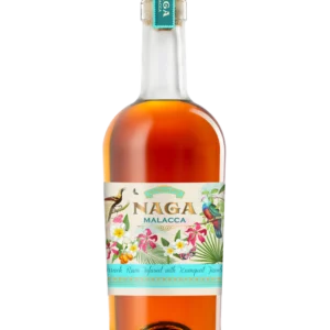 A La Civette Vins et spiritueux Rhum Naga Malacca Spiced Rum bouteille face, rhum épicé premium d'Indonésie infusé au kumquat.