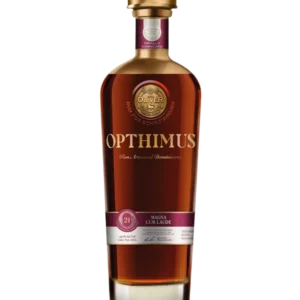 A La Civette Vins et spiritueux Rhum Opthimus Magna Cum Laude 21 ans bouteille face, rhum dominicain premium vieilli 21 ans.