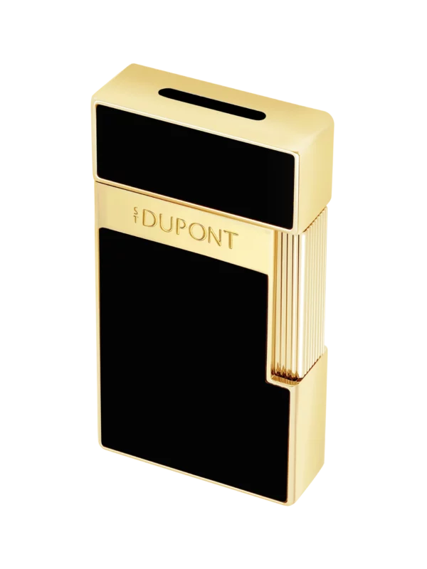 A La Civette accessoires à cigares briquet S.T. Dupont Biggy laque noir et doré nouveau visuel trois quarts