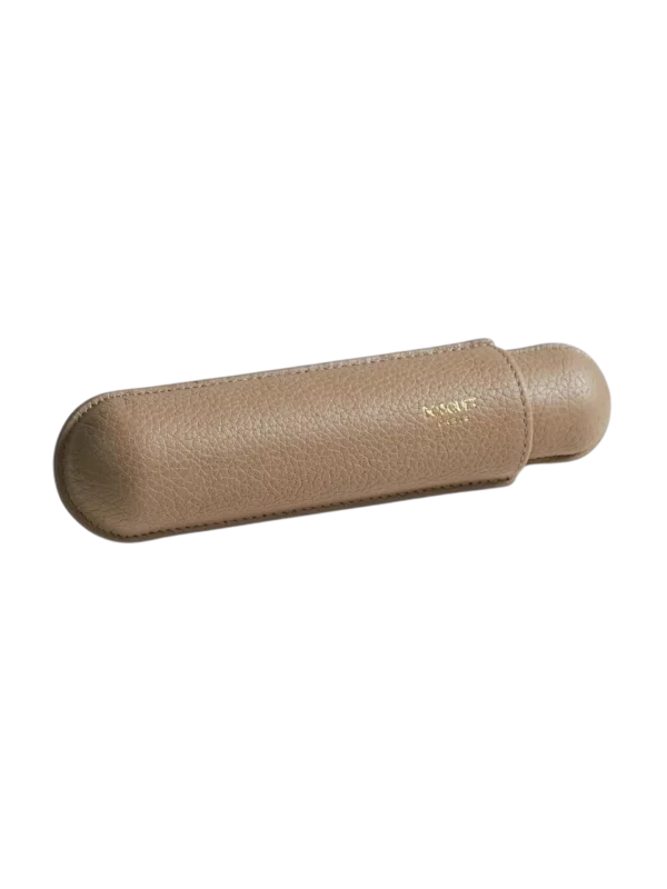 A La Civette accessoires à cigares étui à cigares Bosquet Paris cuir grainé taupe simple horizontal