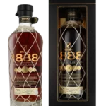 Boîte de présentation du rhum Brugal 1888 Doblemente Añejado et sa bouteille, présentées l'une et l'autre de face