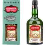 Boîte et bouteille du rhum Compagnie des Indes Caraïbes, emballage et flacon réunis, chacun montré de face.