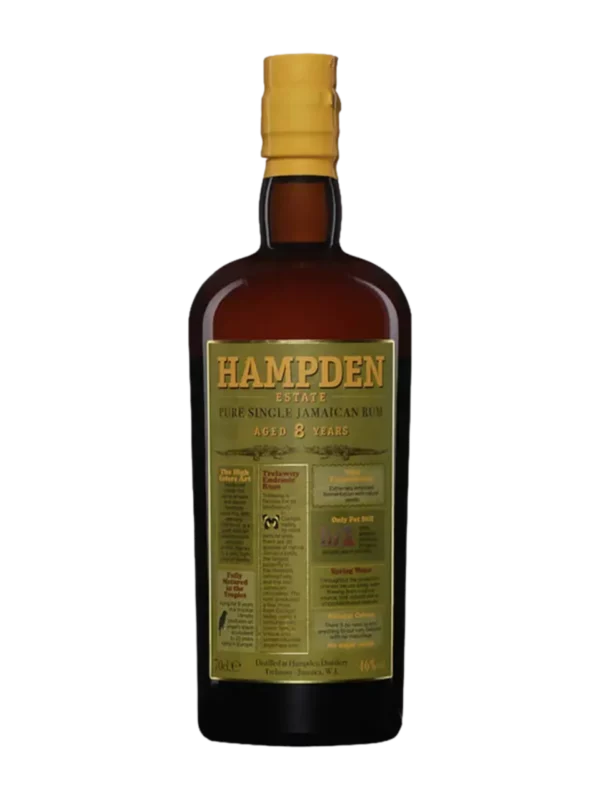 A-La-Civette-Vins-et-spiritueux-Rhum-Hampden-Pure-single-jamaican-rum-8-ans-bouteille-face Rhum Hampden Pure Single Jamaican Rum 8 ans, bouteille fermée présentée de face.