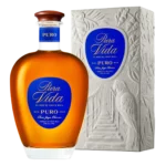 Bouteille et boîte du rhum Pura Vida Puro, flacon et emballage de présentation tous deux montrés côté face.