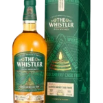Boîte et bouteille du whisky The Whistler Oloroso Sherry Cask Finish, l'emballage et le flacon vus tous deux de face.