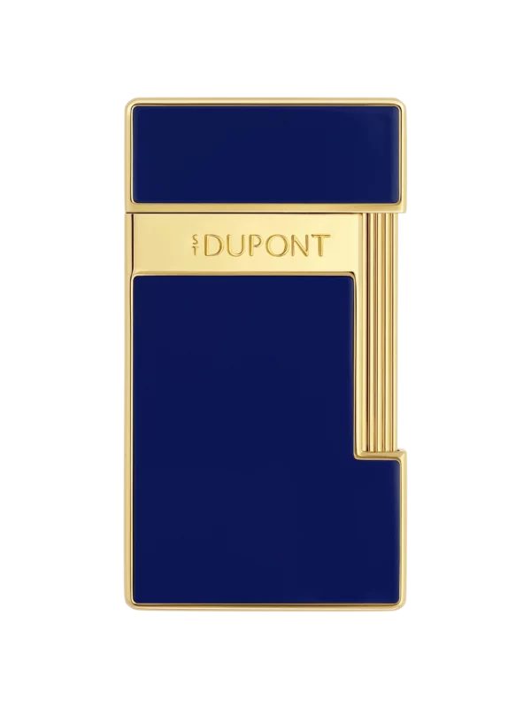 Briquet S.T. Dupont Slimmy laque bleu et doré face – Briquet de luxe pour cigare