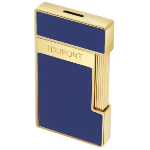 Briquet S.T. Dupont Slimmy laque bleu et doré trois quarts – Accessoires à cigares premium